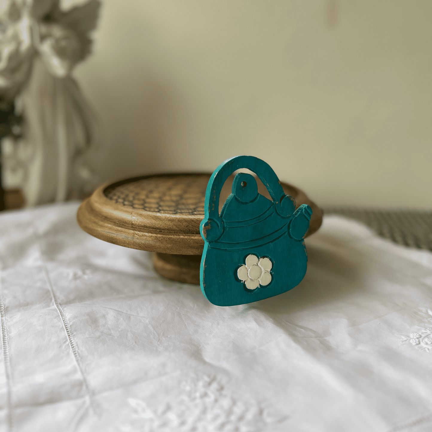 Hand carved and hand painted wooden cake/ snack stands