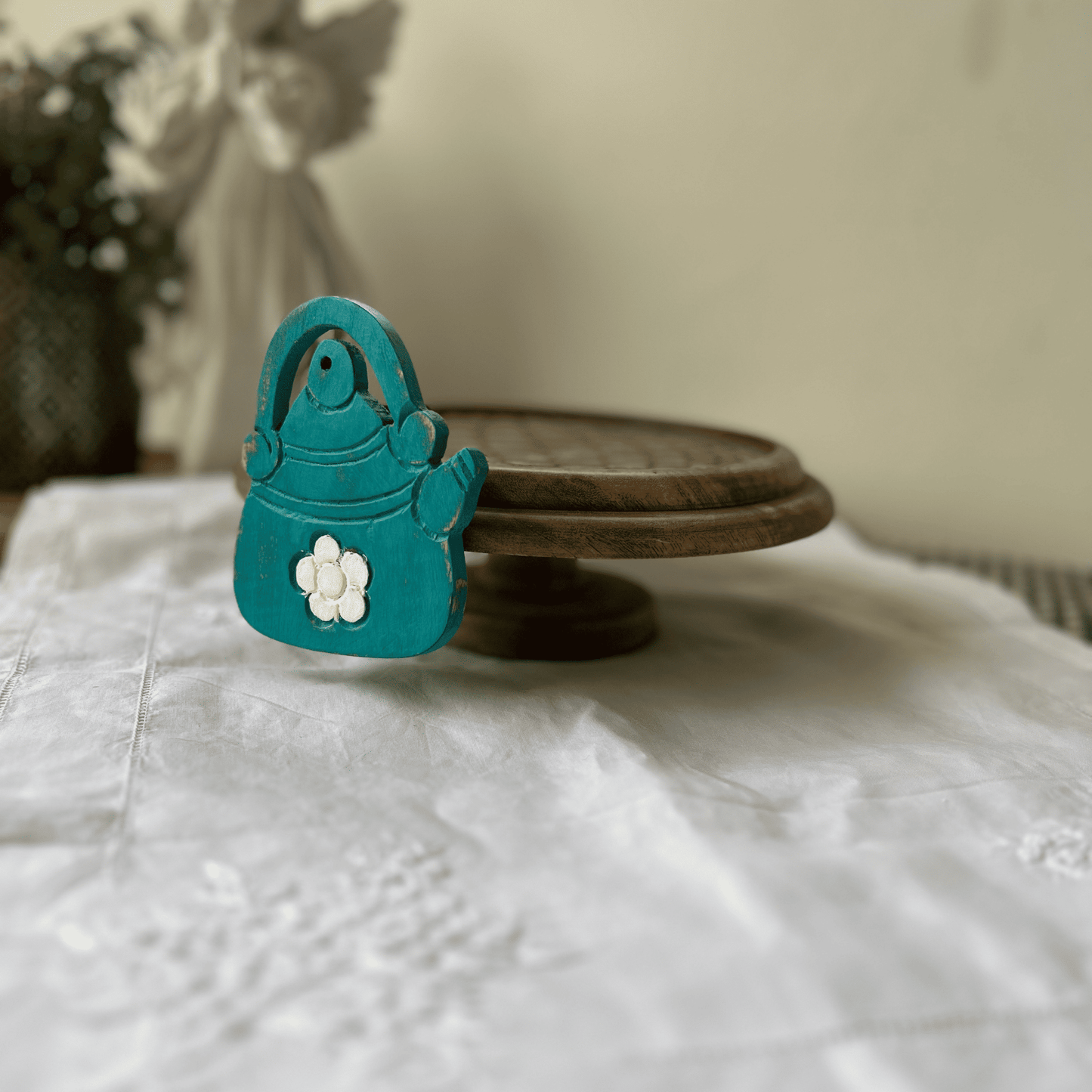 Hand carved and hand painted wooden cake/ snack stands