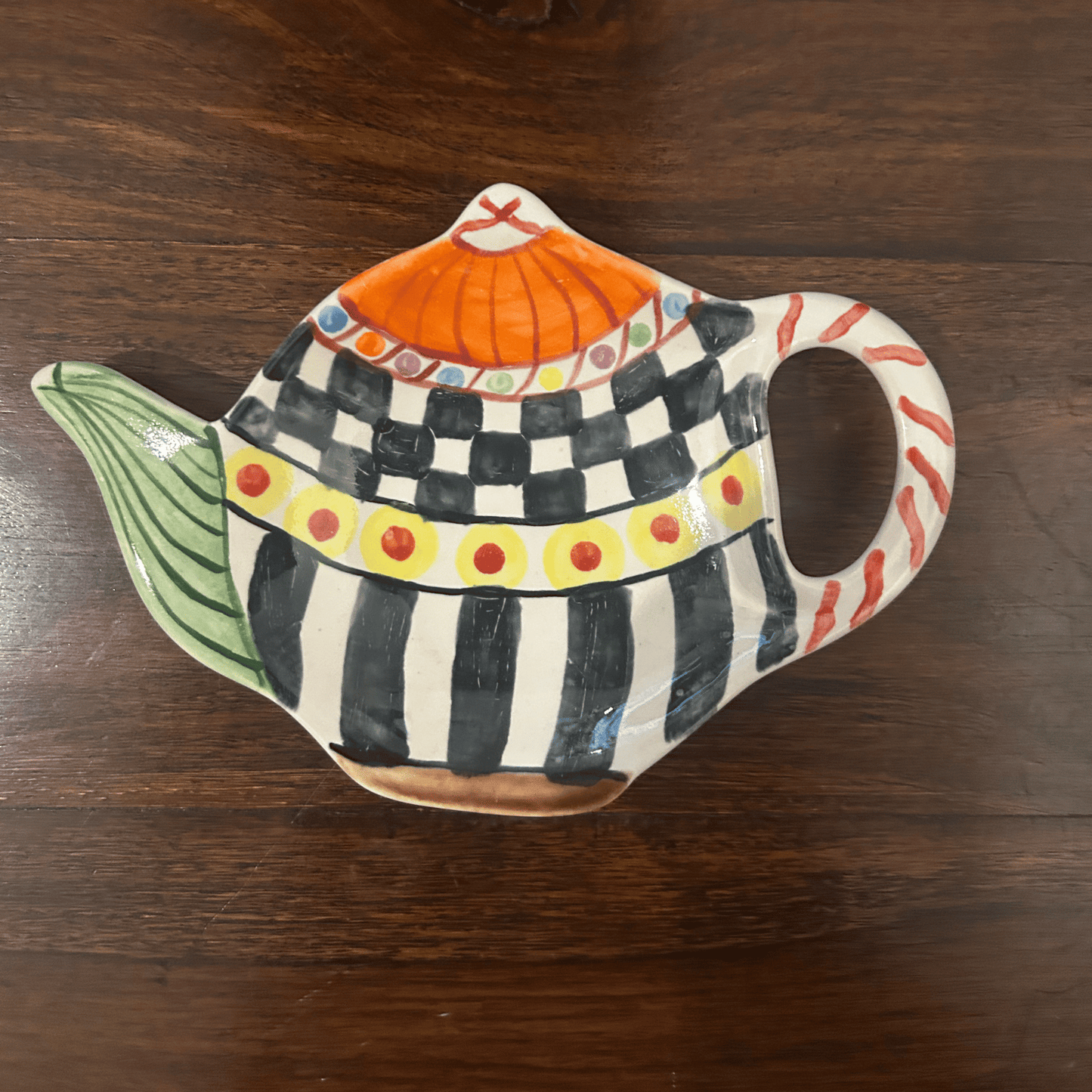 Hand painted and hand made ceramic pottery Cookie plate / teabag rest