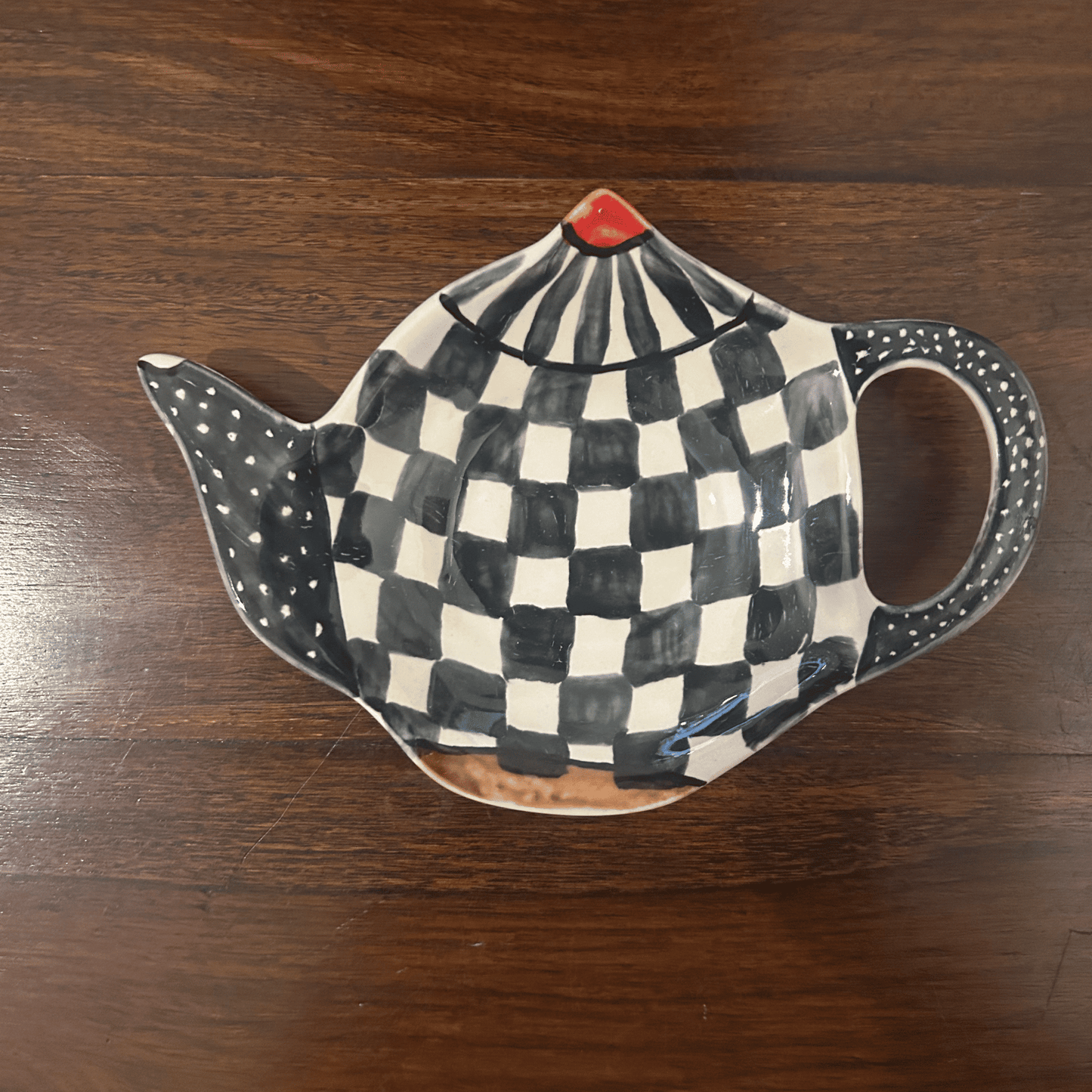 Hand painted and hand made ceramic pottery Cookie plate / teabag rest