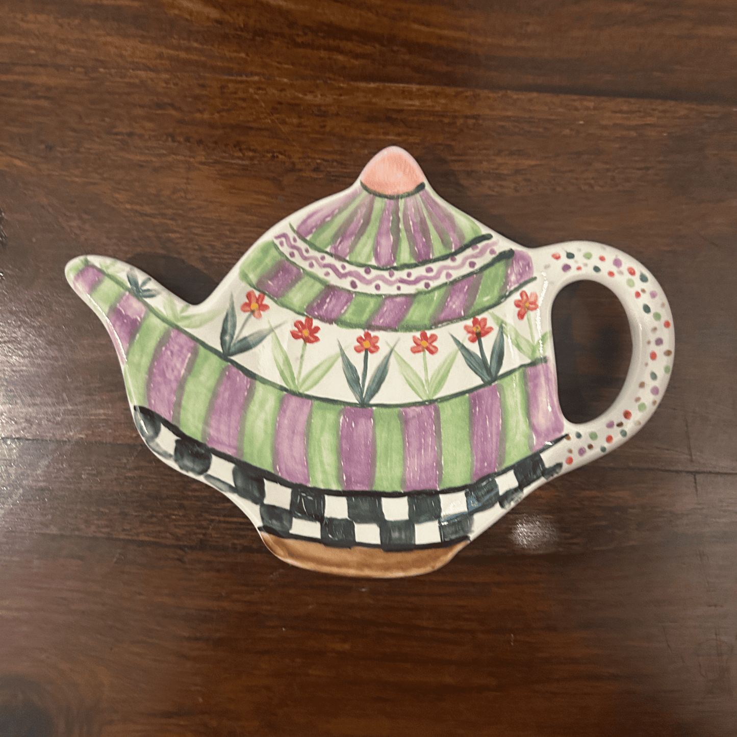 Hand painted and hand made ceramic pottery Cookie plate / teabag rest