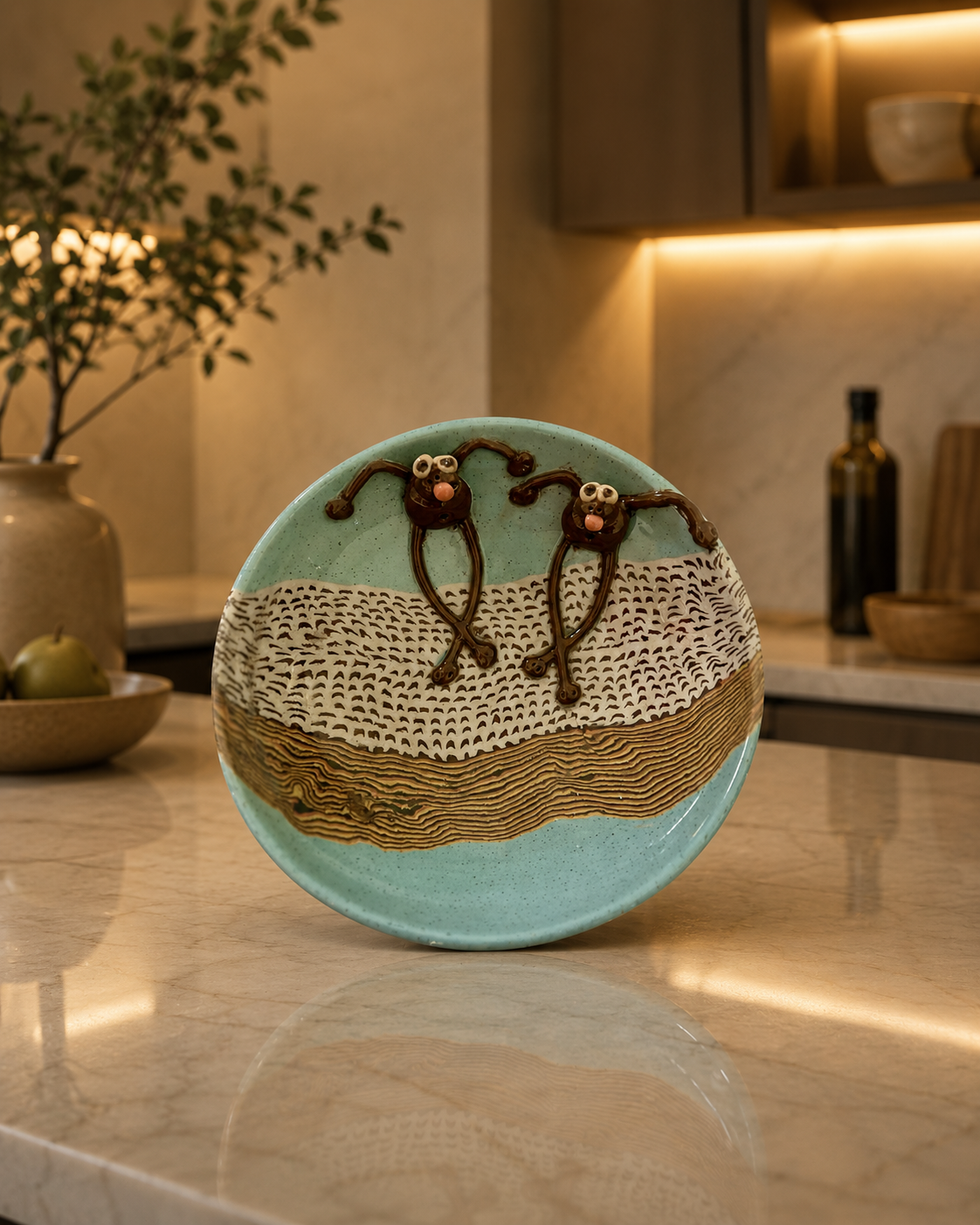 Sea Green Handmade Ceramic Frog Bowl – Playful Artisan Pottery