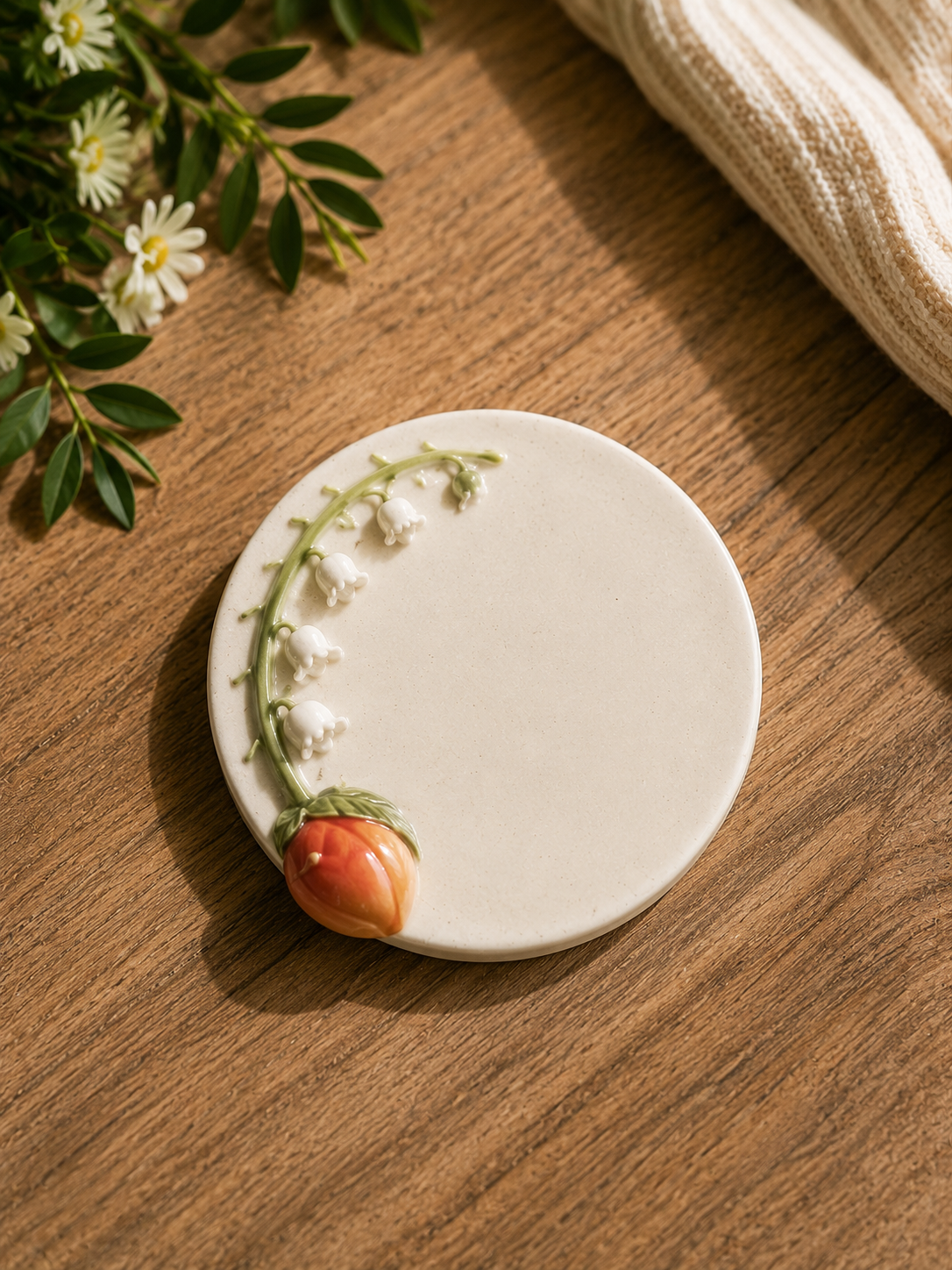 Handmade Ceramic Tulip Coasters Floral Drink Coasters Set