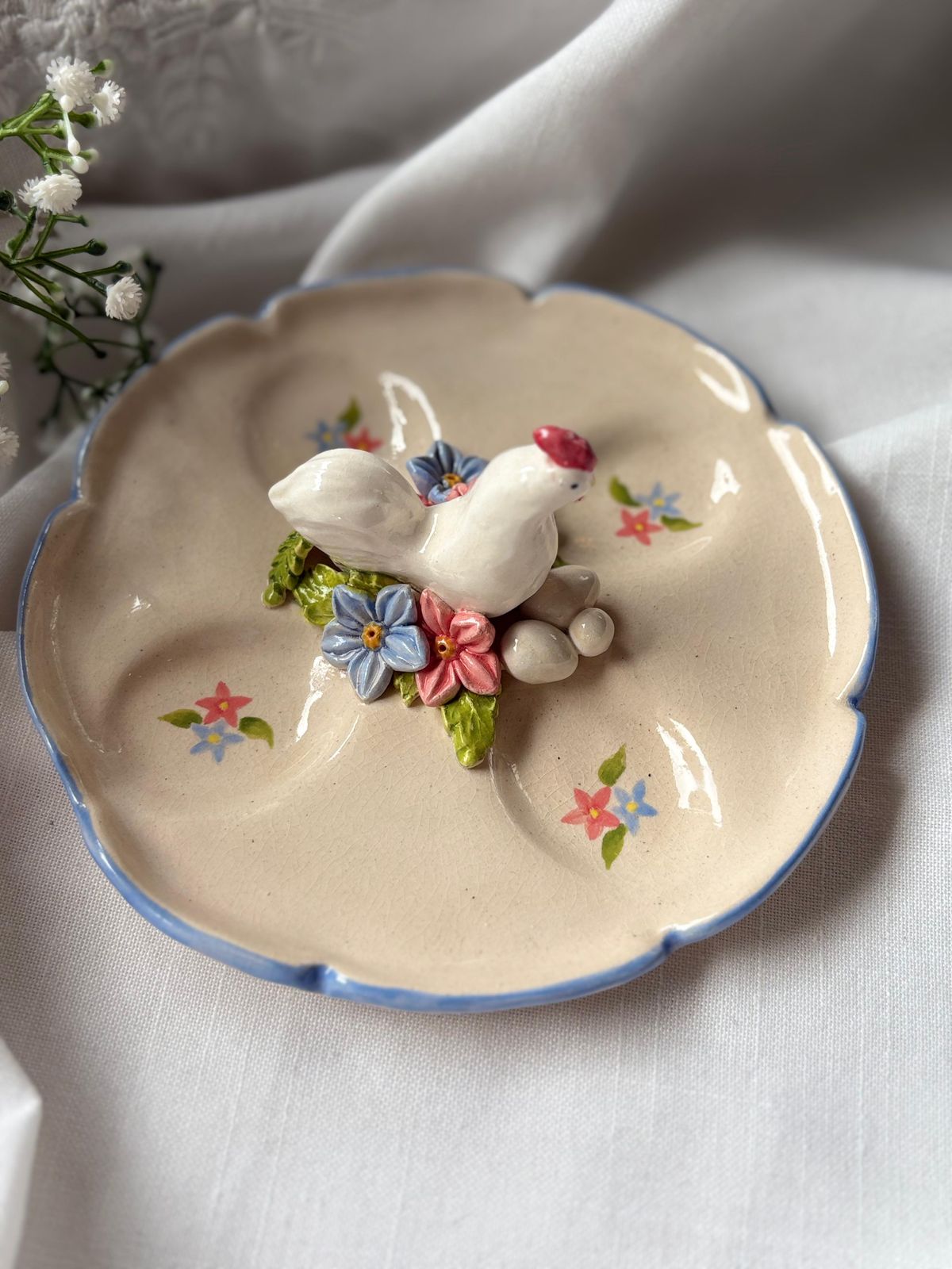 Handmade Ceramic Egg Holder Plate| Breakfast Table Decor Dish