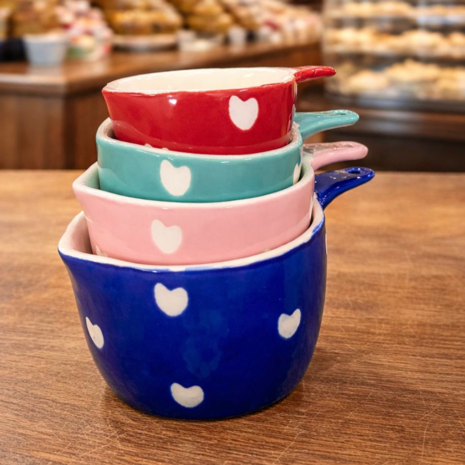 Set of 4 Cute Ceramic Measuring Cups