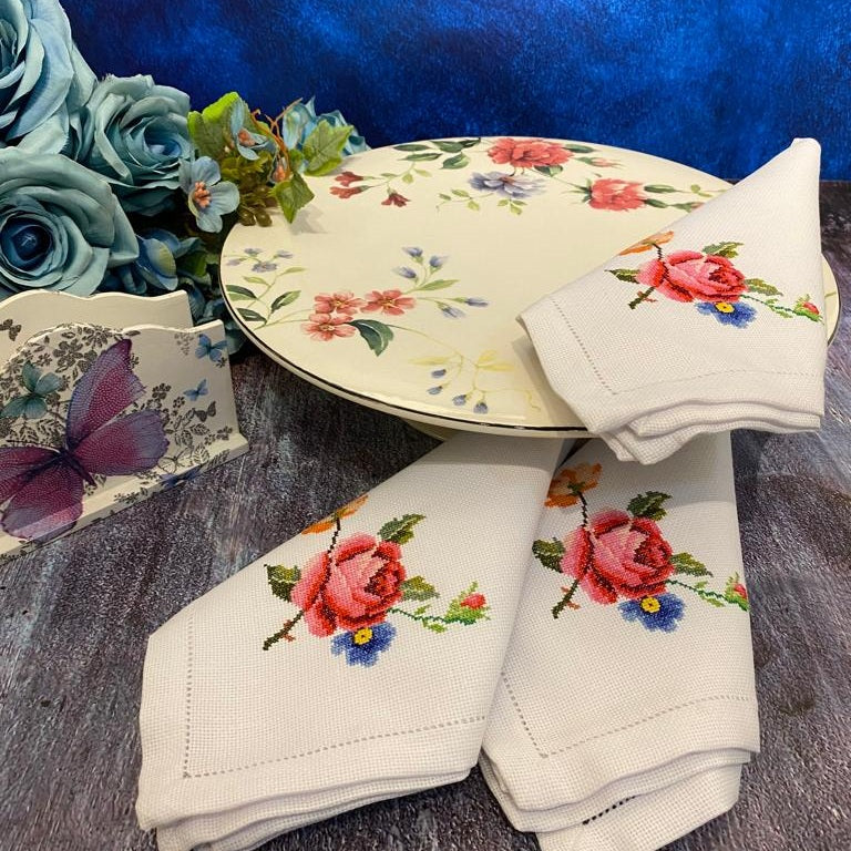Needlepoint Embroidery Dinner Napkins Set Of 6