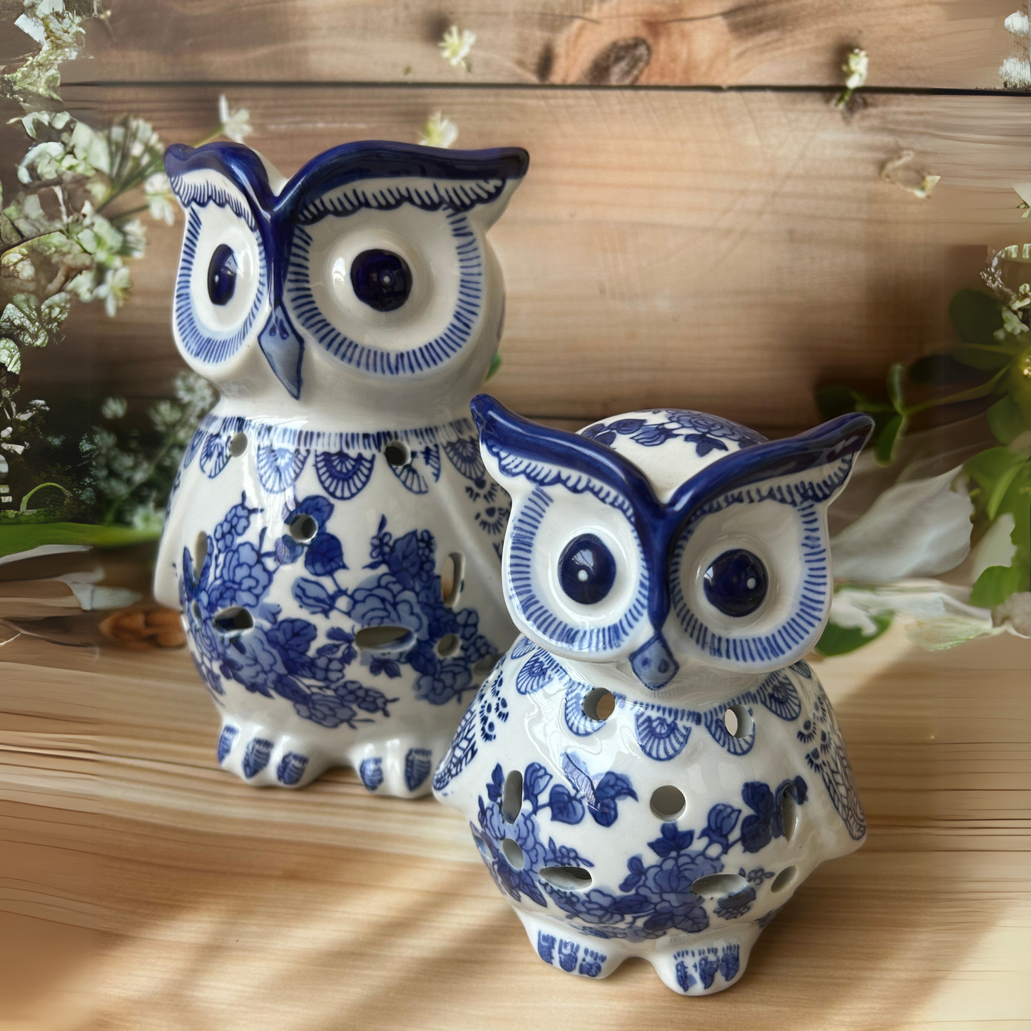 Blue Ceramic Owl Big