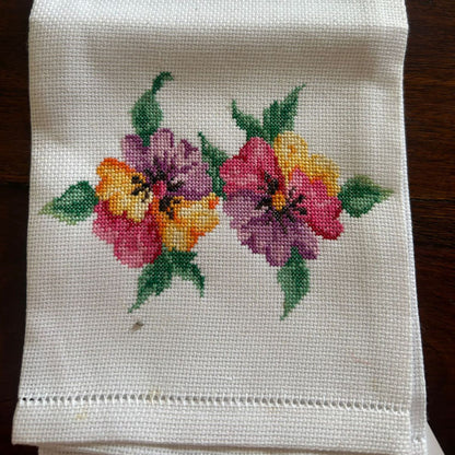 Petit Point Cross-Stitch Embroidery Hand Towel - 15/24 inches
