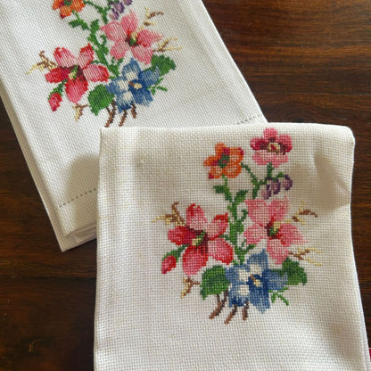 Petit Point Cross-Stitch Embroidery Hand Towel - 15/24 inches