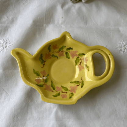 Hand painted and hand made ceramic pottery  Cookie plate / teabag rest
