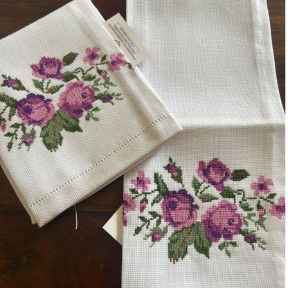 Petit Point Cross-Stitch Embroidery Hand Towel - 15/24 inches