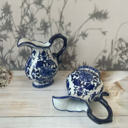Blue white ceramic jug