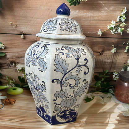 White & Blue Decorative Mason Jar