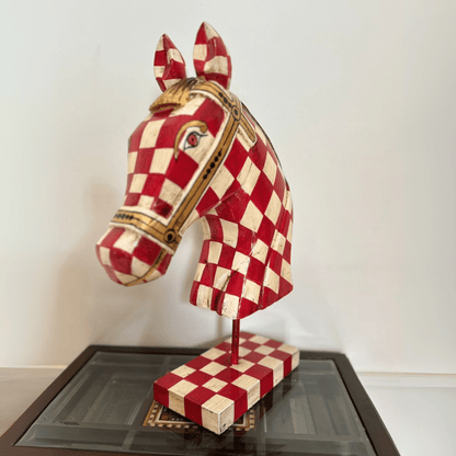 Wooden Hand‑Crafted Horse Bust for Table Décor