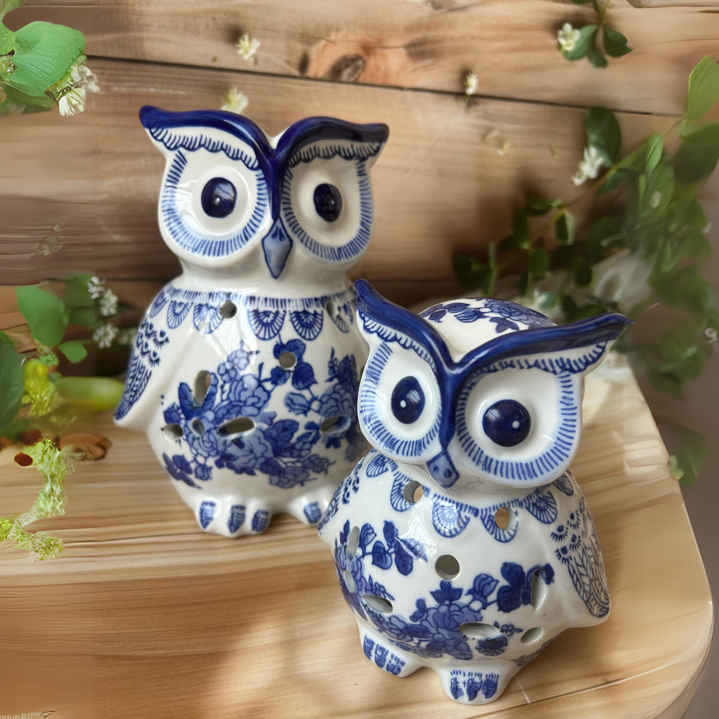 Blue Ceramic Owl Big