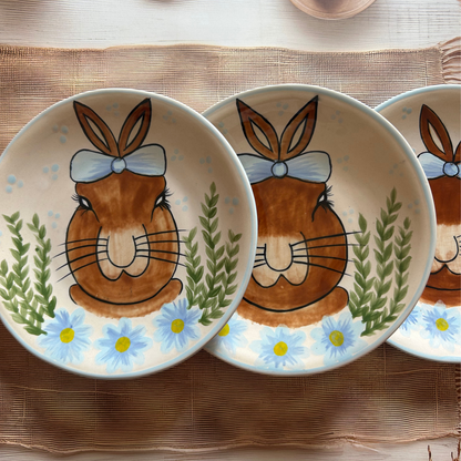 Hand Punted Bunny Snack Plates in Ceramic