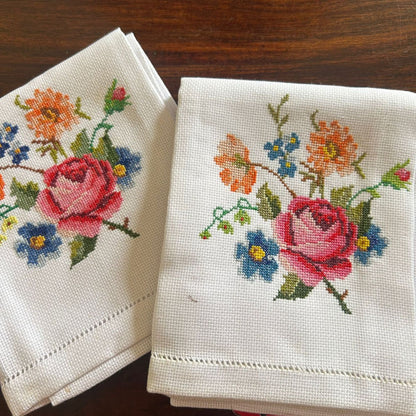 Petit Point Cross-Stitch Embroidery Hand Towel - 15/24 inches