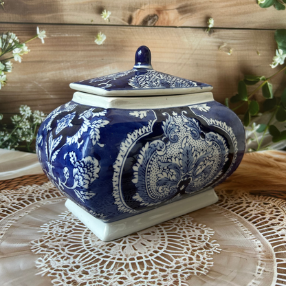 Blue Ceramic Decorative Mason Jar