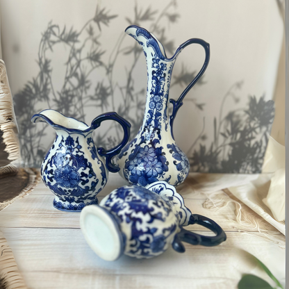 Blue white ceramic jug