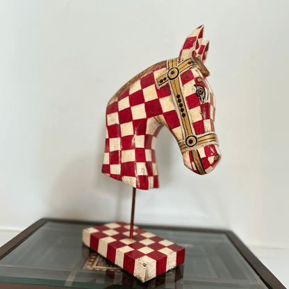 Wooden Hand‑Crafted Horse Bust for Table Décor