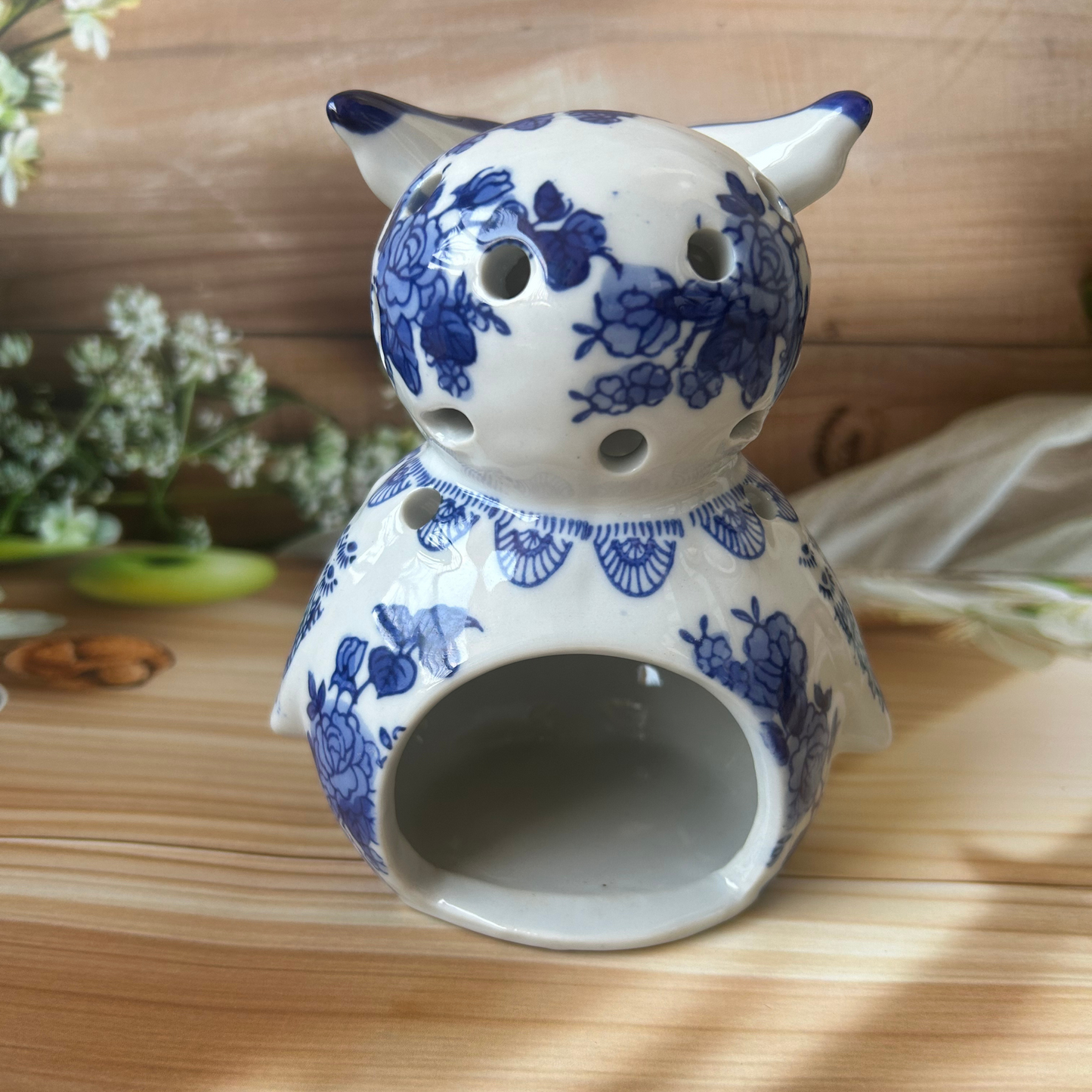 Blue Ceramic Owl Big