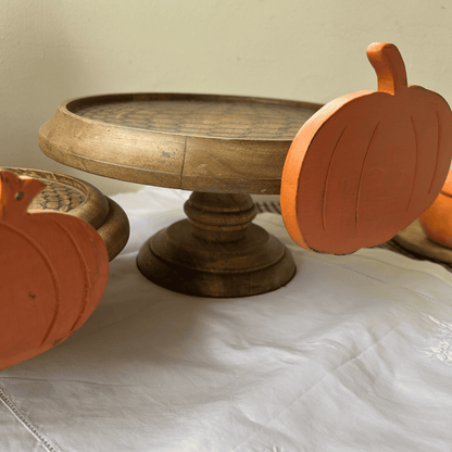 Hand carved and hand painted wooden cake/ snack stands