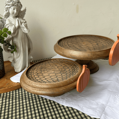 Hand carved and hand painted wooden cake/ snack stands