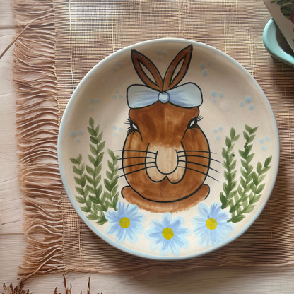 Hand Punted Bunny Snack Plates in Ceramic