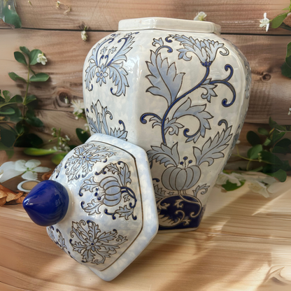 White & Blue Decorative Mason Jar