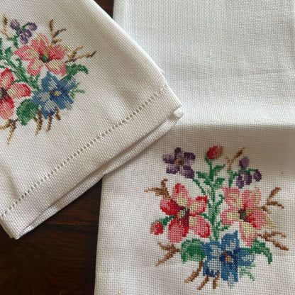 Petit Point Cross-Stitch Embroidery Hand Towel - 15/24 inches