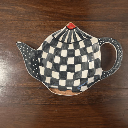 Hand painted and hand made ceramic pottery  Cookie plate / teabag rest