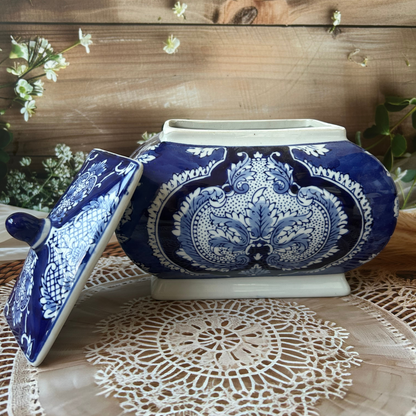 Blue Ceramic Decorative Mason Jar