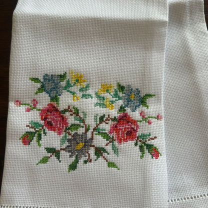 Petit Point Cross-Stitch Embroidery Hand Towel - 15/24 inches