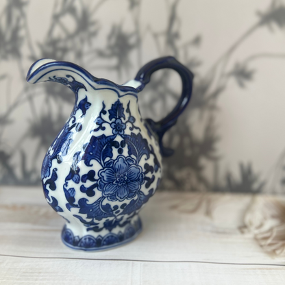 Blue white ceramic jug
