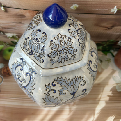 White & Blue Decorative Mason Jar