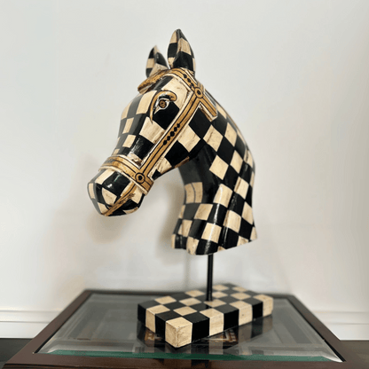 Wooden Hand‑Crafted Horse Bust for Table Décor