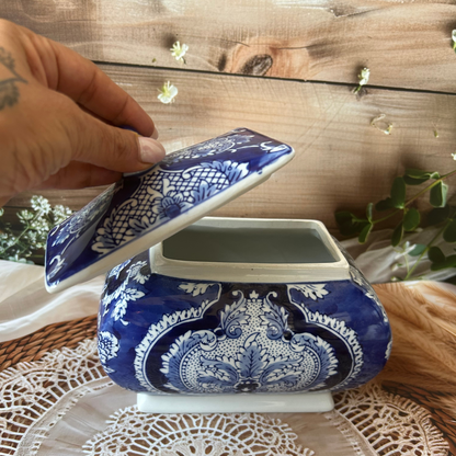 Blue Ceramic Decorative Mason Jar