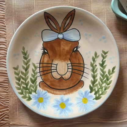 Hand Punted Bunny Snack Plates in Ceramic
