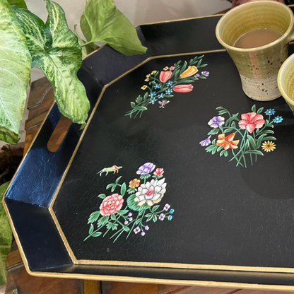 Metal Serving Tray Floral Printed