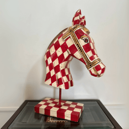 Wooden Hand‑Crafted Horse Bust for Table Décor