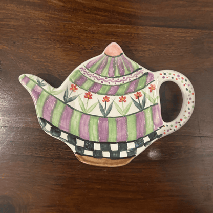 Hand painted and hand made ceramic pottery  Cookie plate / teabag rest