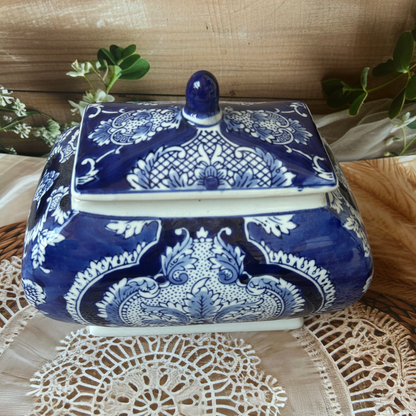 Blue Ceramic Decorative Mason Jar