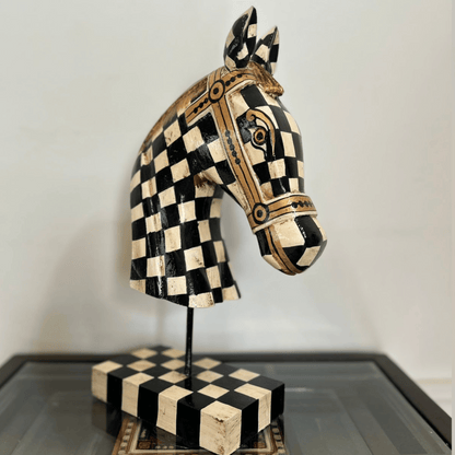 Wooden Hand‑Crafted Horse Bust for Table Décor