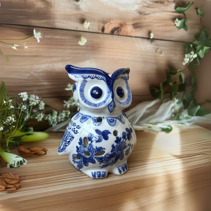 Blue Ceramic Owl Big