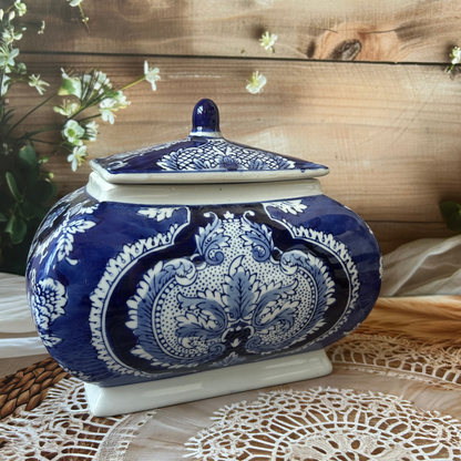 Blue Ceramic Decorative Mason Jar