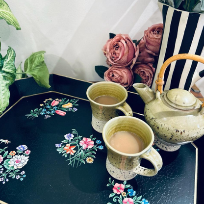 Metal Serving Tray Floral Printed