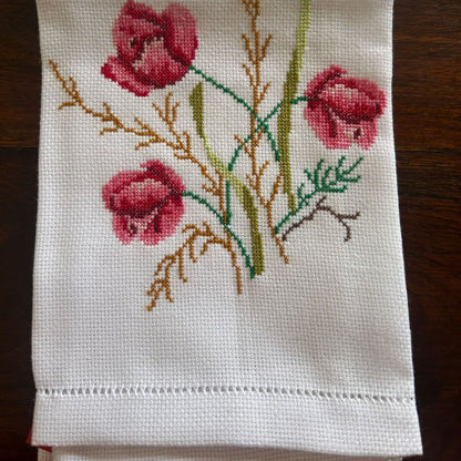 Petit Point Cross-Stitch Embroidery Hand Towel - 15/24 inches
