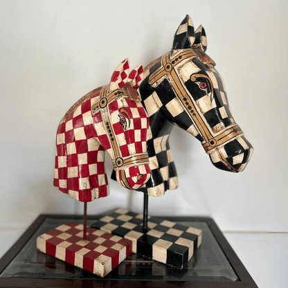 Wooden Hand‑Crafted Horse Bust for Table Décor