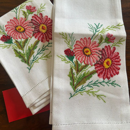 Petit Point Cross-Stitch Embroidery Hand Towel - 15/24 inches