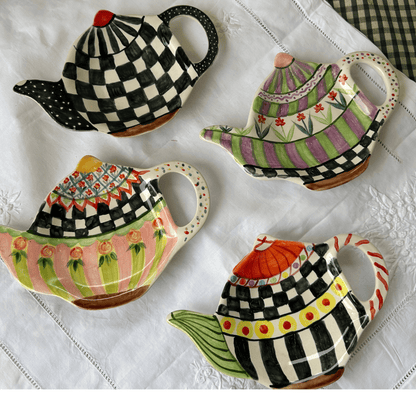Hand painted and hand made ceramic pottery  Cookie plate / teabag rest